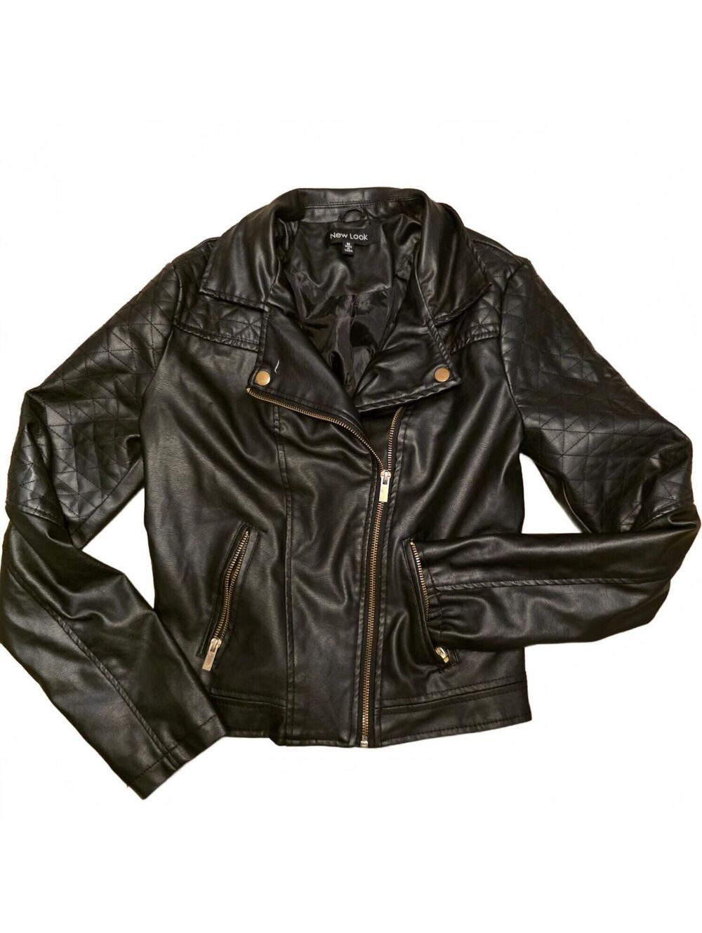 Brand New Wmn's Med- New Look - black faux leather moto jacket